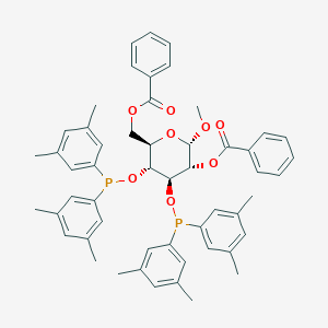 molecular formula C53H56O8P2 B123687 [(2R,3R,4R,5R,6S)-5-benzoyloxy-3,4-bis[bis(3,5-dimethylphenyl)phosphanyloxy]-6-methoxyoxan-2-yl]methyl benzoate CAS No. 158214-06-3