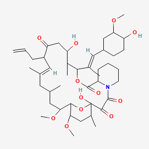 molecular formula C44H69NO12 B1236911 (18E)-1,14-dihydroxy-12-[(E)-1-(4-hydroxy-3-methoxycyclohexyl)prop-1-en-2-yl]-23,25-dimethoxy-13,19,21,27-tetramethyl-17-prop-2-enyl-11,28-dioxa-4-azatricyclo[22.3.1.04,9]octacos-18-ene-2,3,10,16-tetrone 