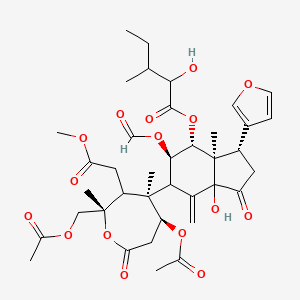 [(3S,3aR,4R,5R)-6-[(2S,4R,5S)-5-acetyloxy-2-(acetyloxymethyl)-3-(2-methoxy-2-oxoethyl)-2,4-dimethyl-7-oxooxepan-4-yl]-5-formyloxy-3-(furan-3-yl)-7a-hydroxy-3a-methyl-7-methylidene-1-oxo-3,4,5,6-tetrahydro-2H-inden-4-yl] 2-hydroxy-3-methylpentanoate