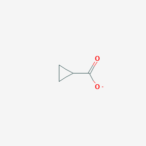 molecular formula C4H5O2- B1236923 Cyclopropanecarboxylate 