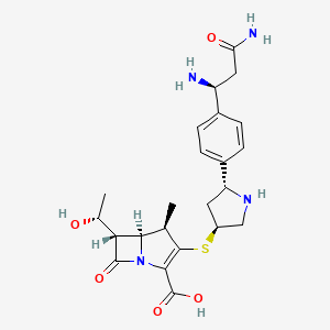 (4R,5S,6S)-3-[(3S,5R)-5-[4-[(1S)-1,3-diamino-3-oxopropyl]phenyl]pyrrolidin-3-yl]sulfanyl-6-[(1R)-1-hydroxyethyl]-4-methyl-7-oxo-1-azabicyclo[3.2.0]hept-2-ene-2-carboxylic acid