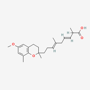 molecular formula C23H32O4 B1237007 (3E,6E)-9-(6-methoxy-2,8-dimethyl-3,4-dihydrochromen-2-yl)-2,6-dimethylnona-3,6-dienoic acid CAS No. 181701-88-2