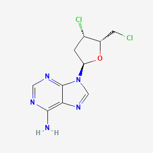 molecular formula C10H11Cl2N5O B1237017 9-(3',5'-Dichloro-2',3',5'-trideoxy-beta-D-threo-pentafuranosyl)adenine CAS No. 63162-55-0