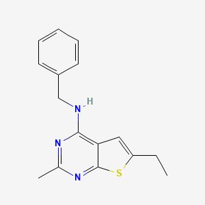 molecular formula C16H17N3S B1237019 6-ethyl-2-methyl-N-(phenylmethyl)-4-thieno[2,3-d]pyrimidinamine 