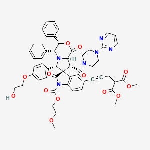 dimethyl 2-[3-[(3S,4R,6S,7S,8R,8aR)-6-[4-(2-hydroxyethoxy)phenyl]-1'-(2-methoxyethoxycarbonyl)-1,2'-dioxo-3,4-diphenyl-8-(4-pyrimidin-2-ylpiperazine-1-carbonyl)spiro[4,6,8,8a-tetrahydro-3H-pyrrolo[2,1-c][1,4]oxazine-7,3'-indole]-5'-yl]prop-2-ynyl]propanedioate