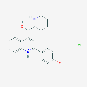 molecular formula C22H25ClN2O2 B1237044 [2-(4-Methoxyphenyl)quinolin-1-ium-4-yl]-piperidin-2-ylmethanol;chloride 