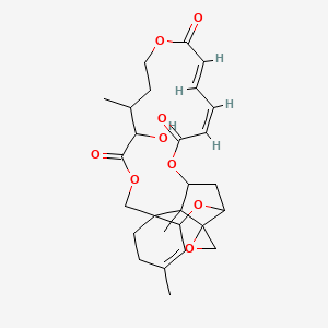 molecular formula C27H34O9 B1237051 (18E,20Z)-12-hydroxy-5,13,25-trimethylspiro[2,10,16,23-tetraoxatetracyclo[22.2.1.03,8.08,25]heptacosa-4,18,20-triene-26,2'-oxirane]-11,17,22-trione 