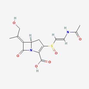 molecular formula C14H16N2O6S B1237077 (5R,6E)-3-[(E)-2-acetamidoethenyl]sulfinyl-6-(1-hydroxypropan-2-ylidene)-7-oxo-1-azabicyclo[3.2.0]hept-2-ene-2-carboxylic acid 
