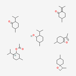 3,7-dimethyl-1-oxaspiro[3.5]nonane;3,6-dimethyl-4,5,6,7-tetrahydro-1-benzofuran;5-methyl-2-propan-2-ylcyclohexan-1-ol;5-methyl-2-propan-2-ylcyclohexan-1-one;(5-methyl-2-propan-2-ylcyclohexyl) acetate;5-methyl-2-propan-2-ylidenecyclohexan-1-one