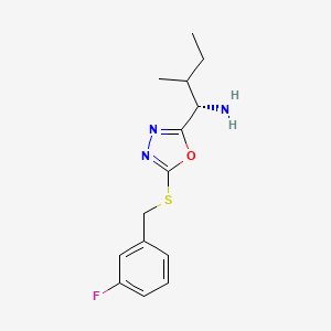 (1S)-1-[5-[(3-fluorophenyl)methylthio]-1,3,4-oxadiazol-2-yl]-2-methyl-1-butanamine