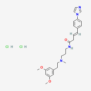 molecular formula C27H36Cl2N4O3 B1237108 3-Butenamide, N-(3-((2-(3,5-dimethoxyphenyl)ethyl)methylamino)propyl)-4-(4-(1H-imidazol-1-yl)phenyl)-, dihydrochloride, (E)- CAS No. 127404-34-6