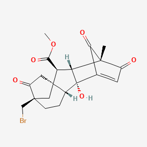 molecular formula C20H21BrO6 B12371194 methyl (1S,2S,3R,4S,8R,9R,12R)-12-(bromomethyl)-8-hydroxy-4-methyl-5,13,16-trioxopentacyclo[10.2.1.14,7.01,9.03,8]hexadec-6-ene-2-carboxylate 