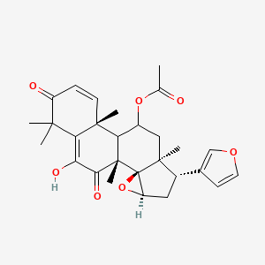 molecular formula C28H32O7 B1237127 [(1R,2R,4R,6S,7S,9R,11R)-6-(furan-3-yl)-17-hydroxy-1,7,11,15,15-pentamethyl-14,18-dioxo-3-oxapentacyclo[8.8.0.02,4.02,7.011,16]octadeca-12,16-dien-9-yl] acetate 