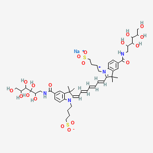 molecular formula C49H69N4NaO19S2 B1237132 1,1'-Bis-(4-sulfobutyl)indotricarbocyanine-5,5'-dicarboxylic acid diglucamide monosodium salt 