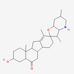 molecular formula C27H41NO3 B1237160 3-hydroxy-3',6',10,11b-tetramethyl-1,2,3,3'a,4,4',4a,5',6,6',6a,6b,7,7',7'a,8,11,11a-octadecahydro-3'H-spiro[cyclohexa[a]fluorene-9,2'-furo[3,2-b]pyridin]-5-one 