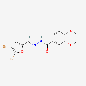 molecular formula C14H10Br2N2O4 B1237193 N-[(E)-(4,5-dibromofuran-2-yl)methylideneamino]-2,3-dihydro-1,4-benzodioxine-6-carboxamide 