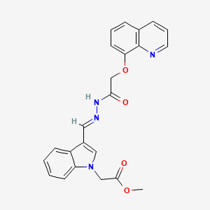 molecular formula C23H20N4O4 B1237194 methyl 2-[3-[(E)-[(2-quinolin-8-yloxyacetyl)hydrazinylidene]methyl]indol-1-yl]acetate 
