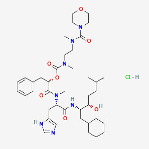 [(2S)-1-[[(2S)-1-[[(2S,3S)-1-cyclohexyl-3-hydroxy-6-methylheptan-2-yl]amino]-3-(1H-imidazol-5-yl)-1-oxopropan-2-yl]-methylamino]-1-oxo-3-phenylpropan-2-yl] N-methyl-N-[2-[methyl(morpholine-4-carbonyl)amino]ethyl]carbamate;hydrochloride