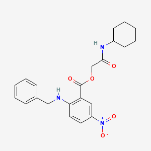 molecular formula C22H25N3O5 B1237240 5-Nitro-2-[(phenylmethyl)amino]benzoic acid [2-(cyclohexylamino)-2-oxoethyl] ester 