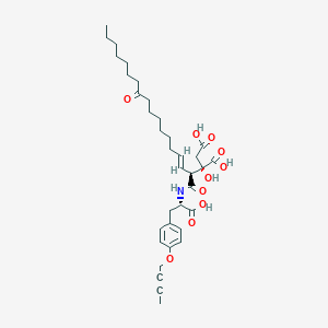 molecular formula C35H49NO10 B1237242 D-erythro-Pentonic acid, 5-[[(1S)-2-[4-(2-butyn-1-yloxy)phenyl]-1-carboxyethyl]aMino]-3-C-carboxy-2,4,5-trideoxy-5-C-oxo-4-[(1E)-9-oxo-1-hexadecen-1-yl]- 