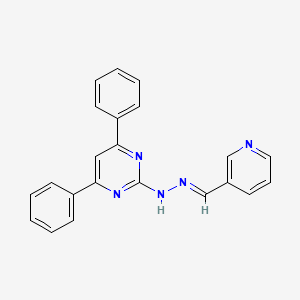 molecular formula C22H17N5 B1237297 4,6-diphenyl-N-[(E)-pyridin-3-ylmethylideneamino]pyrimidin-2-amine 