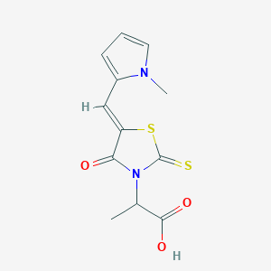 molecular formula C12H12N2O3S2 B1237312 2-[(5Z)-5-[(1-methylpyrrol-2-yl)methylidene]-4-oxo-2-sulfanylidene-1,3-thiazolidin-3-yl]propanoic acid 