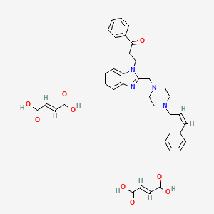 molecular formula C38H40N4O9 B1237322 3-(2-((4-Cinnamyl-1-piperazinyl)methyl)-1H-benzimidazol-1-yl)propiophenone dimaleate CAS No. 51493-20-0