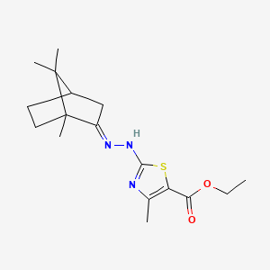 molecular formula C17H25N3O2S B12373220 ethyl 4-methyl-2-[(2E)-2-(1,7,7-trimethyl-2-bicyclo[2.2.1]heptanylidene)hydrazinyl]-1,3-thiazole-5-carboxylate 