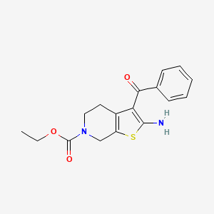 molecular formula C17H18N2O3S B1237329 Ethyl 2-amino-3-benzoyl-4,7-dihydrothieno(2,3-c)pyridine-6(5H)-carboxylate CAS No. 52824-61-0