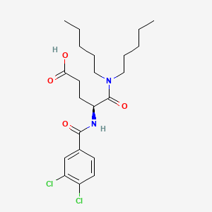 molecular formula C22H32Cl2N2O4 B1237336 Lorglumide, (S)- CAS No. 118919-28-1