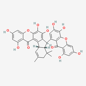 molecular formula C36H28O12 B12373382 (8R,8aR,12aS)-1,3,6,7-tetrahydroxy-9,9,11-trimethyl-8-(3,4,6,8-tetrahydroxy-9-oxoxanthen-1-yl)-8,8a,10,12a-tetrahydroindeno[1,2-a]xanthen-13-one 