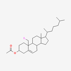 molecular formula C29H47IO2 B1237377 [10-(iodomethyl)-13-methyl-17-(6-methylheptan-2-yl)-2,3,4,7,8,9,11,12,14,15,16,17-dodecahydro-1H-cyclopenta[a]phenanthren-3-yl] acetate 