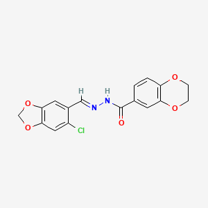 N'-[(E)-(6-chloro-1,3-benzodioxol-5-yl)methylidene]-2,3-dihydro-1,4-benzodioxine-6-carbohydrazide