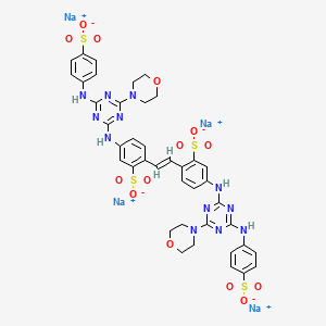 molecular formula C40H36N12Na4O14S4 B12374028 tetrasodium;5-[[4-morpholin-4-yl-6-(4-sulfonatoanilino)-1,3,5-triazin-2-yl]amino]-2-[(E)-2-[4-[[4-morpholin-4-yl-6-(4-sulfonatoanilino)-1,3,5-triazin-2-yl]amino]-2-sulfonatophenyl]ethenyl]benzenesulfonate 