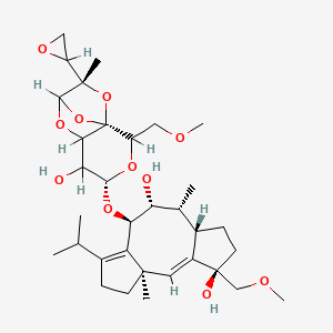 Dicyclopenta(a,d)cyclooctene-1,5-diol, 1,2,3,3a,4,5,6,8,9,9a-decahydro-1-(methoxymethyl)-4-methyl-7-(1-methylethyl)-6-(((2S,3S,4aS,5R,7S,8R,8aR)-tetrahydro-8-hydroxy-5-(methoxymethyl)-3-methyl-3-((2S)-oxiranyl)-7H-2,4a-epoxy-5H-pyrano(3,4-b)-1,4-dioxin-7-yl)oxy)-, (1R,3aS,4R,5R,6R,9aR)-