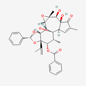 molecular formula C34H34O9 B12374197 [(1R,2R,6S,7S,8R,10S,11S,12R,14S,16S,17S,18R)-6,7-dihydroxy-4,8,18-trimethyl-5-oxo-14-phenyl-16-prop-1-en-2-yl-9,13,15,19-tetraoxahexacyclo[12.4.1.01,11.02,6.08,10.012,16]nonadec-3-en-17-yl] benzoate 