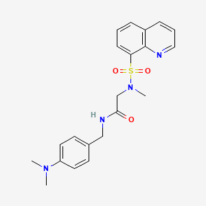 molecular formula C21H24N4O3S B1237452 N-[[4-(dimethylamino)phenyl]methyl]-2-[methyl(8-quinolinylsulfonyl)amino]acetamide 