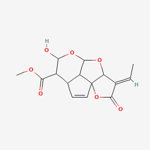methyl (11E)-11-ethylidene-6-hydroxy-12-oxo-7,9,13-trioxatetracyclo[6.5.1.01,10.04,14]tetradec-2-ene-5-carboxylate