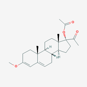 molecular formula C24H34O4 B123747 [(8R,9S,10R,13S,14S,17R)-17-acetyl-3-methoxy-10,13-dimethyl-1,2,7,8,9,11,12,14,15,16-decahydrocyclopenta[a]phenanthren-17-yl] acetate CAS No. 1054-64-4