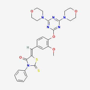 (5Z)-5-[[4-[(4,6-dimorpholin-4-yl-1,3,5-triazin-2-yl)oxy]-3-methoxyphenyl]methylidene]-3-phenyl-2-sulfanylidene-1,3-thiazolidin-4-one