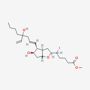 molecular formula C23H37IO5 B1237484 methyl 5-[(3aR,4R,5R,6aR)-4-[(E)-4-ethenyl-4-hydroxyoct-1-enyl]-5-hydroxy-3,3a,4,5,6,6a-hexahydro-2H-cyclopenta[b]furan-2-yl]-5-iodopentanoate CAS No. 122744-25-6