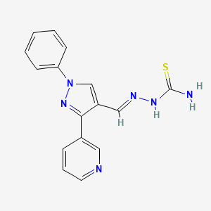 molecular formula C16H14N6S B1237497 [(E)-(1-phenyl-3-pyridin-3-ylpyrazol-4-yl)methylideneamino]thiourea 