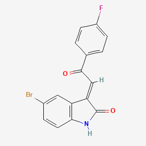 molecular formula C16H9BrFNO2 B1237500 5-Bromo-3-[2-(4-fluorophenyl)-2-oxo-ethylidene]-1,3-dihydroindol-2-one 