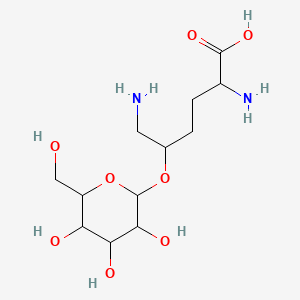 molecular formula C12H24N2O8 B1237503 (2S,5R)-2,6-Diamino-5-[(2R,3R,4S,5R,6R)-3,4,5-trihydroxy-6-(hydroxymethyl)oxan-2-yl]oxyhexanoic acid 