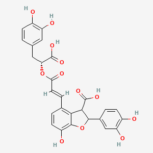 4-[(E)-3-[(1R)-1-carboxy-2-(3,4-dihydroxyphenyl)ethoxy]-3-oxoprop-1-enyl]-2-(3,4-dihydroxyphenyl)-7-hydroxy-2,3-dihydro-1-benzofuran-3-carboxylic acid