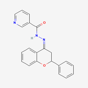 molecular formula C21H17N3O2 B1237550 N-[(Z)-(2-phenyl-2,3-dihydrochromen-4-ylidene)amino]pyridine-3-carboxamide 