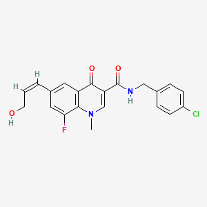 molecular formula C21H18ClFN2O3 B1237585 N-[(4-chlorophenyl)methyl]-8-fluoro-6-[(Z)-3-hydroxyprop-1-enyl]-1-methyl-4-oxo-quinoline-3-carboxamide 