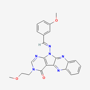 molecular formula C23H20N6O3 B1237590 3-(2-Methoxy-ethyl)-11-{[1-(3-methoxy-phenyl)-meth-(E)-ylidene]-amino}-3,11-dihydro-1,3,5,10,11-pent aaza-benzo[b]fluoren-4-one 