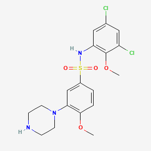 N-(3,5-dichloro-2-methoxyphenyl)-4-methoxy-3-piperazin-1-ylbenzenesulfonamide