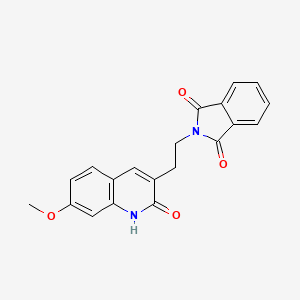 molecular formula C20H16N2O4 B1237601 2-[2-(7-methoxy-2-oxo-1H-quinolin-3-yl)ethyl]isoindole-1,3-dione 